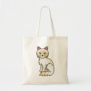Crème Point Tabby Birmaan / Ragdoll Cartoon Kat Tote Bag