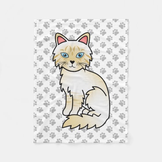 Crème Point Tabby Birmaanse / Ragdoll Cute Kat & P Fleece Deken (Voorkant)