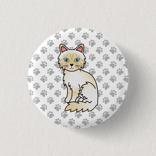 Crème Point Tabby Birmaanse / Ragdoll Cute Kat & P Ronde Button 3,2 Cm (Voorkant)