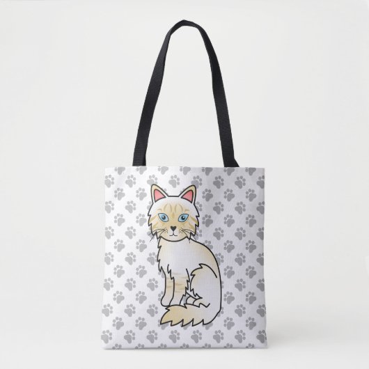 Crème Point Tabby Birmaanse / Ragdoll Cute Kat & P Tote Bag (Voorkant)