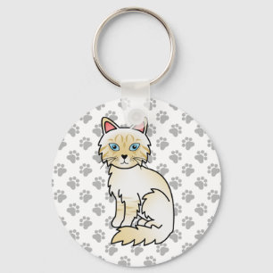 Crème Point Tabby Birmaanse / Ragdoll kat tekening Sleutelhanger
