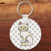Crème Point Tabby Birmaanse / Ragdoll kat tekening Sleutelhanger (Voorkant)
