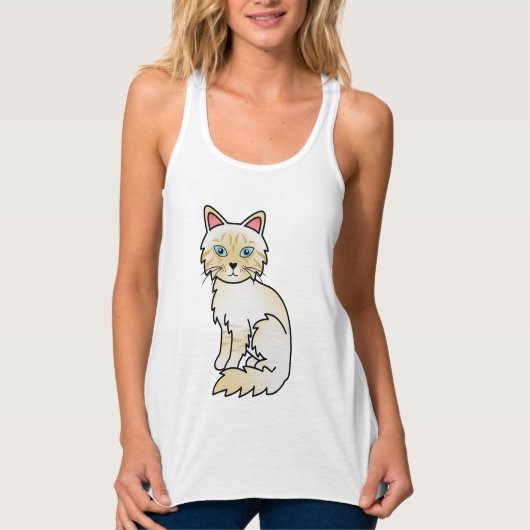 Crème Point Tabby Birmaanse/Ragdoll Mopshond Cute Tanktop (Voorkant)