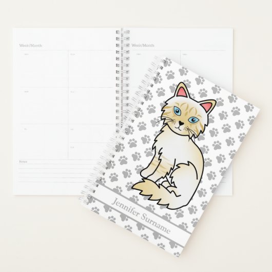 Crème Point Tabby Birman/Ragdoll En Poten & Tekst Planner (Display)