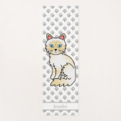 Crème Point Tabby Birman/Ragdoll Met Pootafdrukken Yogamat (Voorkant)