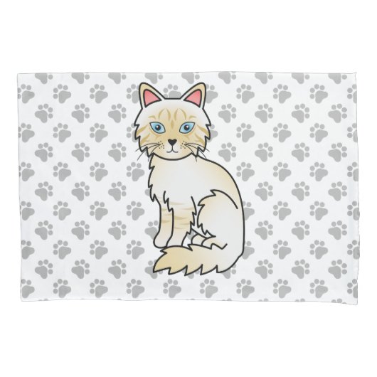Crème Point Tabby Birman/Ragdoll Mooie Kat & Pootj Kussensloop (Voorkant)