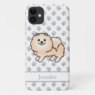 Crème Pomeranian Lieve Cartoon Hond & Naam Case-Mate iPhone Case
