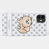 Crème Pomeranian Lieve Cartoon Hond & Naam Case-Mate iPhone Case (Achterkant (horizontaal))