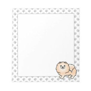Crème Pomeranian Lieve Cartoon Hond Notitieblok