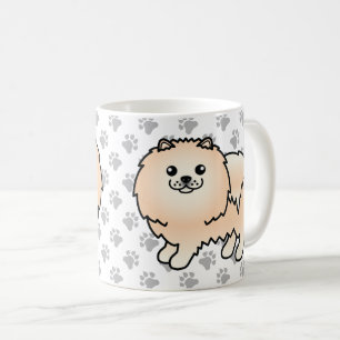 Crème Pomeranian Lieve Cartoon Hond & Pootjes Koffiemok