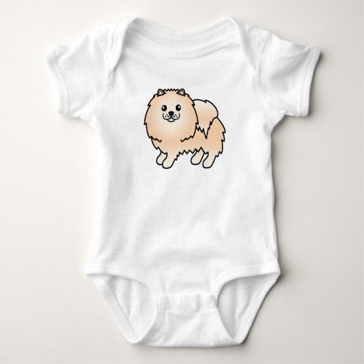 Crème Pomeranian Lieve Cartoon Hond Romper (Voorkant)