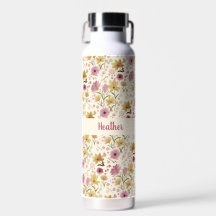 Crème Pruim Wilde Bloem Waterverf Monogram Naam