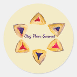 Crème Purim Hamantaschen Ronde Sticker