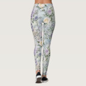 Crème Purple Flowers Leggings (Achterkant)