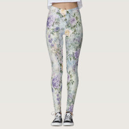 Crème Purple Flowers Leggings