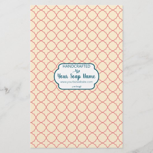 Crème & Red Quatrefoil Design Soap Wrap Paper (Voorkant)