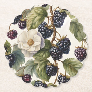 Crème Regal Elegance Blackberry & Blooms Kartonnen Onderzetters