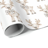 Crème rendier met strik Kerstmis Cadeaupapier (Rol Hoek)