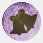  Crème Ribbon op Paars huwelijk Ronde Sticker (Voorkant)