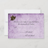  Crème Ribbon op Paars huwelijk RSVP Kaartje (Achterkant)