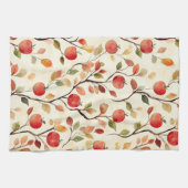 Crème Rode Appels Bladeren Theedoek (Horizontaal)