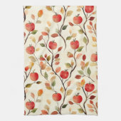 Crème Rode Appels Bladeren Theedoek (Verticaal)