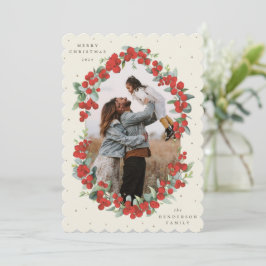 Crème Rode Bessen+Eucalyptus Kerst Foto Feestdagenkaart