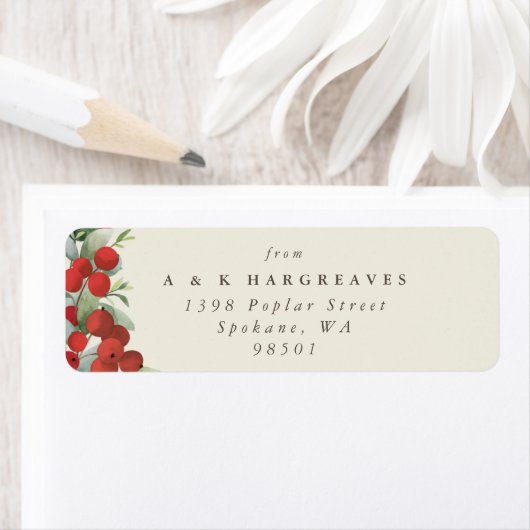 Crème Rode bessen + Eucalyptus Kerstmis Adres Etiket (Insitu)