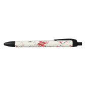 Crème Rode Bloem Zwarte Inkt Pen (Bovenkant)