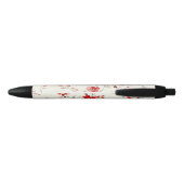 Crème Rode Bloem Zwarte Inkt Pen (Achterkant)