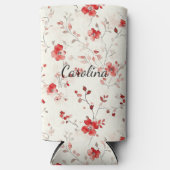 Crème Rode Bloemen Seltzer Blikjeskoeler (Voorkant)