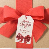 Crème rode boog Kerstmis Cadeaulabel