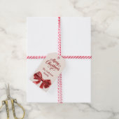 Crème rode boog Kerstmis Cadeaulabel (Met Touw)