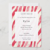 Crème Rode Candy Cane Strepen Verjaardag Kaart (Voorkant)