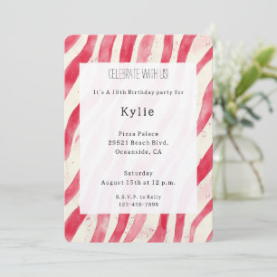 Crème Rode Candy Cane Strepen Verjaardag   Kaart