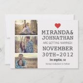 Crème & Rode Foto Strip Save The Date Uitnodiginge Kaart (Voorkant)