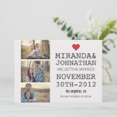 Crème & Rode Foto Strip Save The Date Uitnodiginge Kaart (Staand voorkant)