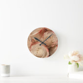 Crème & Rode Getipte Rozen Ronde Acryl Wandklok (Huis)