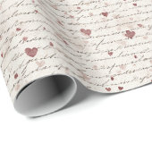 Crème Rode Harten Bruidsdouche Cadeaupapier (Rol Hoek)