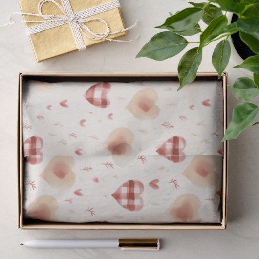 Crème Rode Harten Valentijnsdag Tissuepapier (Geschenk)