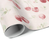 Crème Rode Kersen Verjaardag Cadeaupapier (Rol Hoek)
