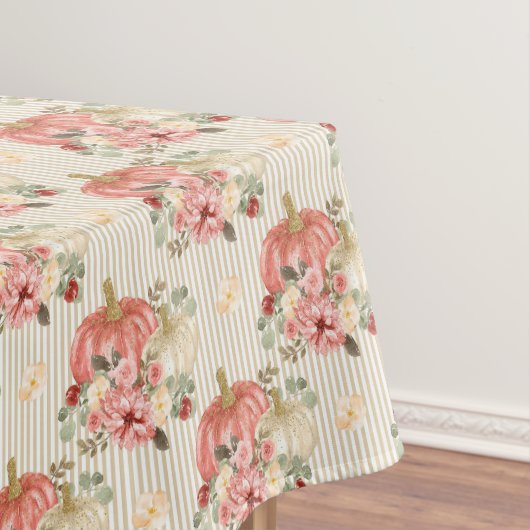  crème rode pompoen herfst Herfst streep Tafelkleed (Voorbeeld)