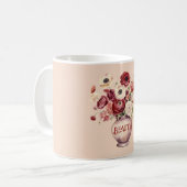 Crème Rode Ranunculus Bloemen Koffiemok (Voorkant links)