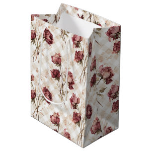 Crème Rode Rozen Bloemen Bruidscadeau Medium Cadeauzakje