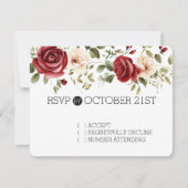 Crème Rode Rozen Bloemen RSVP (Voorkant)