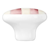 Crème rode strepen keramische knop (Zijkant)