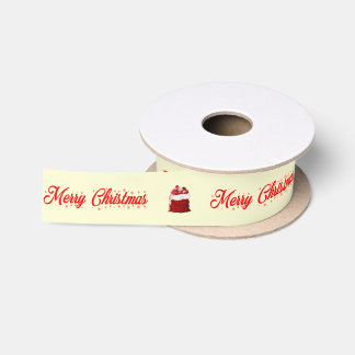 Crème Rode Vrolijk Kerstmis met Kerstman Cadeautas Satijnen Lint
