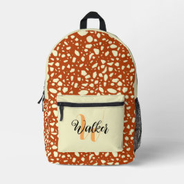 Crème & Roest Kleur - Initiaal Naam Bedrukte Rugzak