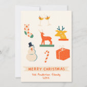 Crème Rood Geïllustreerde Kerst Niet-Foto Feestdagenkaart (Voorkant)