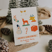 Crème Rood Geïllustreerde Kerst Niet-Foto Feestdagenkaart